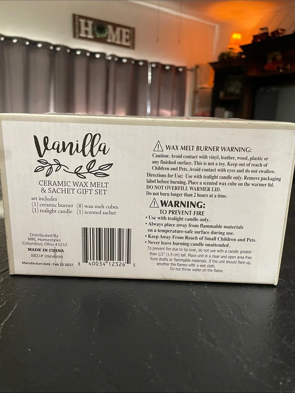 Vanilla Scented Home Gift Set with Navy Floral Warmer New